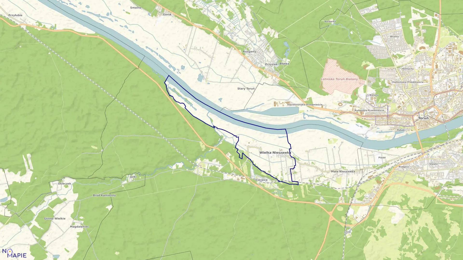 Mapa obrębu Wielka Nieszawka w gminie Wielka Nieszawka